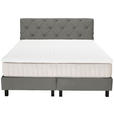 BOXSPRINGBETT 180/200 cm,  in Grau, Matratze, Topper, H3 = fest  - Schwarz/Grau, Design, Textil/Metall (180/200cm) - Esposa