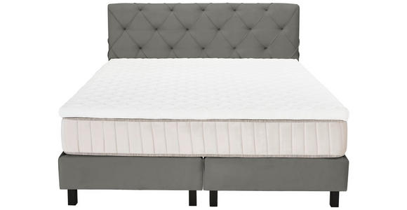 BOXSPRINGBETT 180/200 cm,  in Grau, Matratze, Topper, H3 = fest  - Schwarz/Grau, Design, Textil/Metall (180/200cm) - Esposa