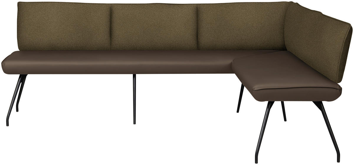 ECKBANK 225/165 cm  in Braun  - Schwarz/Braun, Design, Textil/Metall (225/165cm) - Moderano