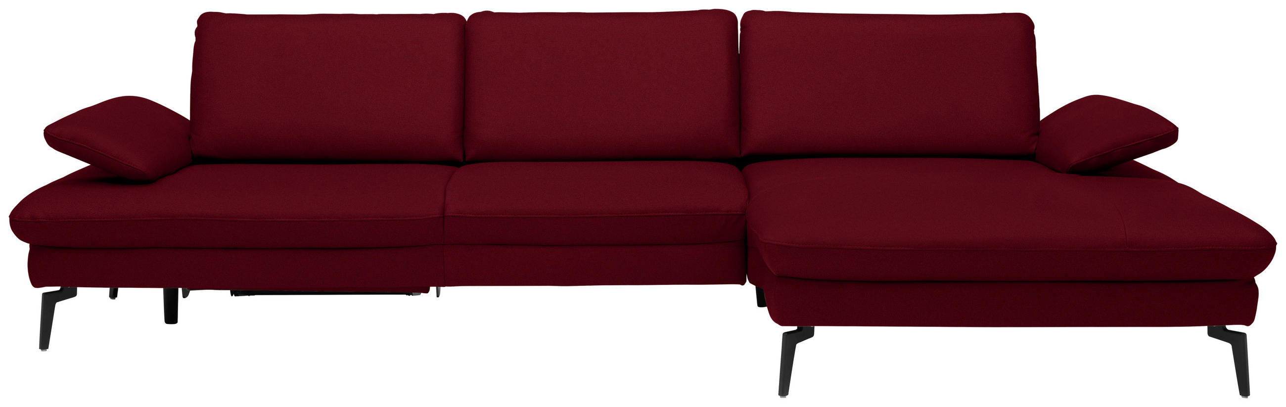 ECKSOFA in Echtleder Dunkelrot  - Schwarz/Dunkelrot, Design, Leder/Metall (325/157cm) - Dieter Knoll