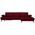 ECKSOFA in Echtleder Dunkelrot  - Schwarz/Dunkelrot, Design, Leder/Metall (325/157cm) - Dieter Knoll