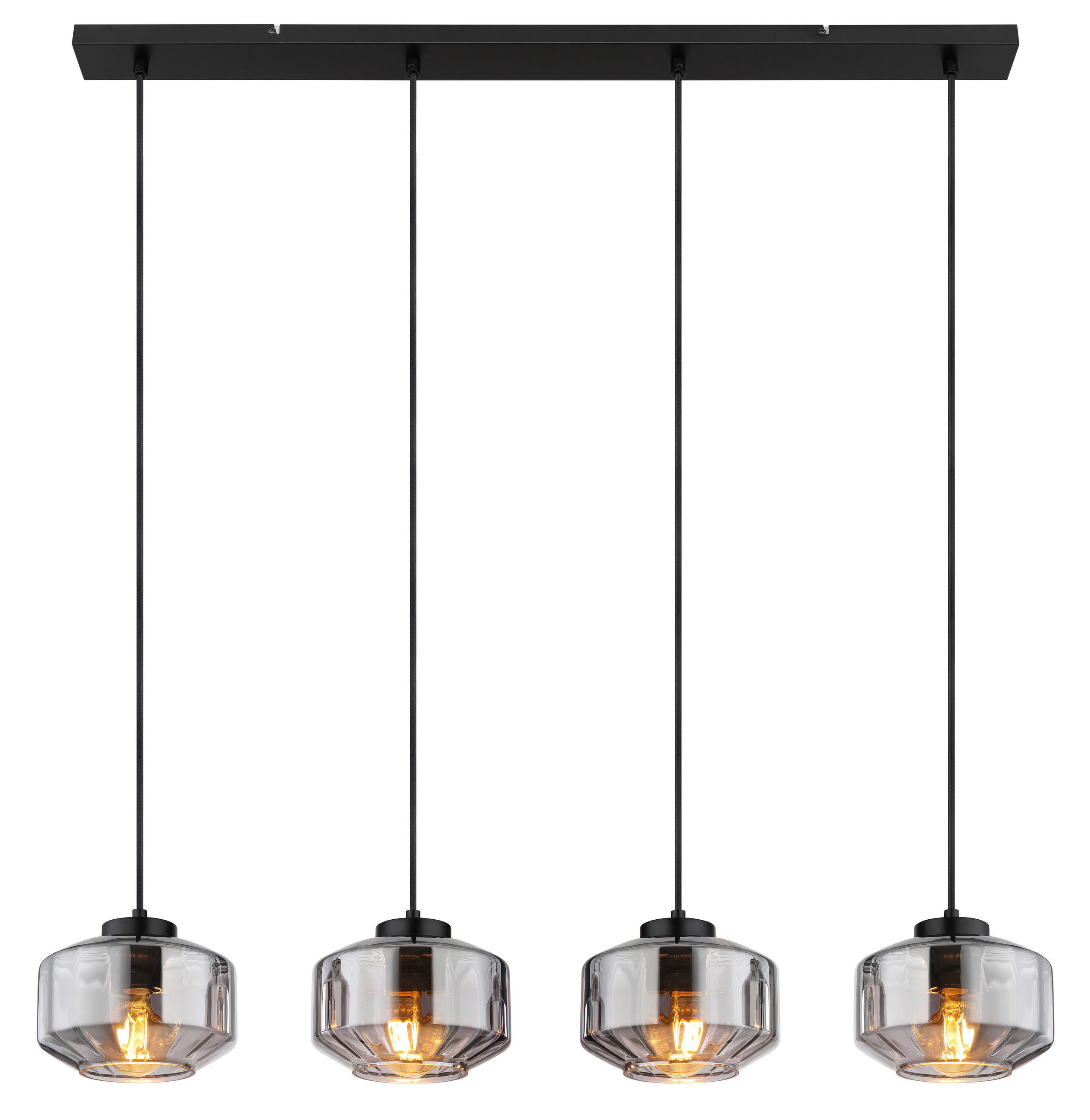 HÄNGELEUCHTE 96/18/120 cm   - Schwarz, Design, Glas/Metall (96/18/120cm) - Globo