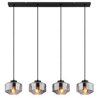 HÄNGELEUCHTE 96/18/120 cm    - Schwarz, Design, Glas/Metall (96/18/120cm) - Globo