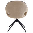 ARMLEHNSTUHL  Sitzfläche 360° drehbar, automatische Rückholfunktion Leinenoptik  - Sandfarben/Schwarz, Design, Textil/Metall (62/85/64cm) - Novel