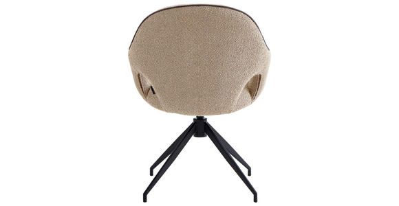 ARMLEHNSTUHL  Sitzfläche 360° drehbar, automatische Rückholfunktion Leinenoptik  - Sandfarben/Schwarz, Design, Textil/Metall (62/85/64cm) - Novel