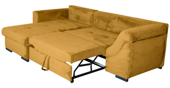 ECKSOFA  in Cord Senfgelb  - Senfgelb/Schwarz, KONVENTIONELL, Textil/Metall (168/258cm) - Carryhome