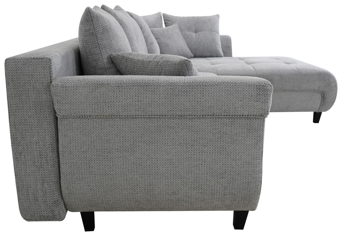 ECKSOFA Grau, Schwarz Chenille, Struktur  - Schwarz/Grau, KONVENTIONELL, Textil (309/197cm) - MID.YOU