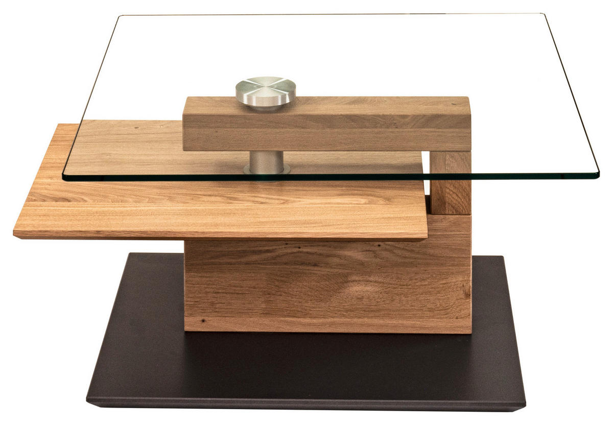 COUCHTISCH Wildeiche vollmassiv ESG 90/100/32-46 cm rechteckig Eiche Bianco  - Eiche Bianco/Anthrazit, MODERN, Glas/Holz (90/100/32-46cm) - Venda