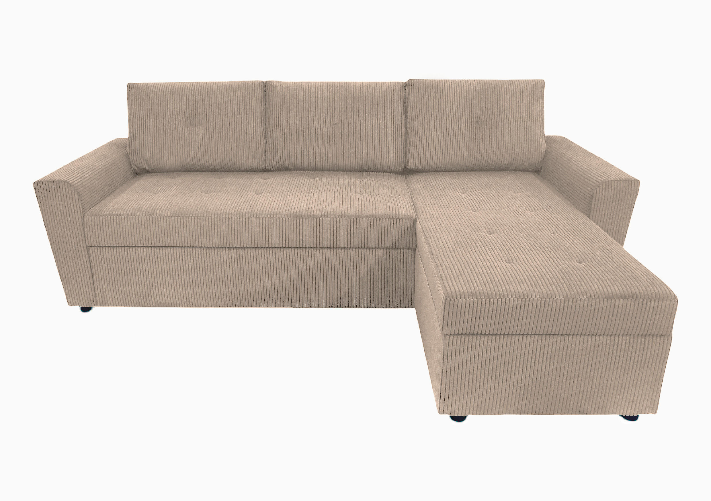 ECKSOFA in Cord Taupe  231/155 cm  - Taupe/Schwarz, Design, Kunststoff/Textil (231/155cm) - MID.YOU