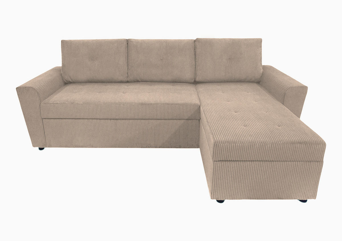 ECKSOFA in Cord Taupe  231/155 cm  - Taupe/Schwarz, Design, Kunststoff/Textil (231/155cm) - MID.YOU