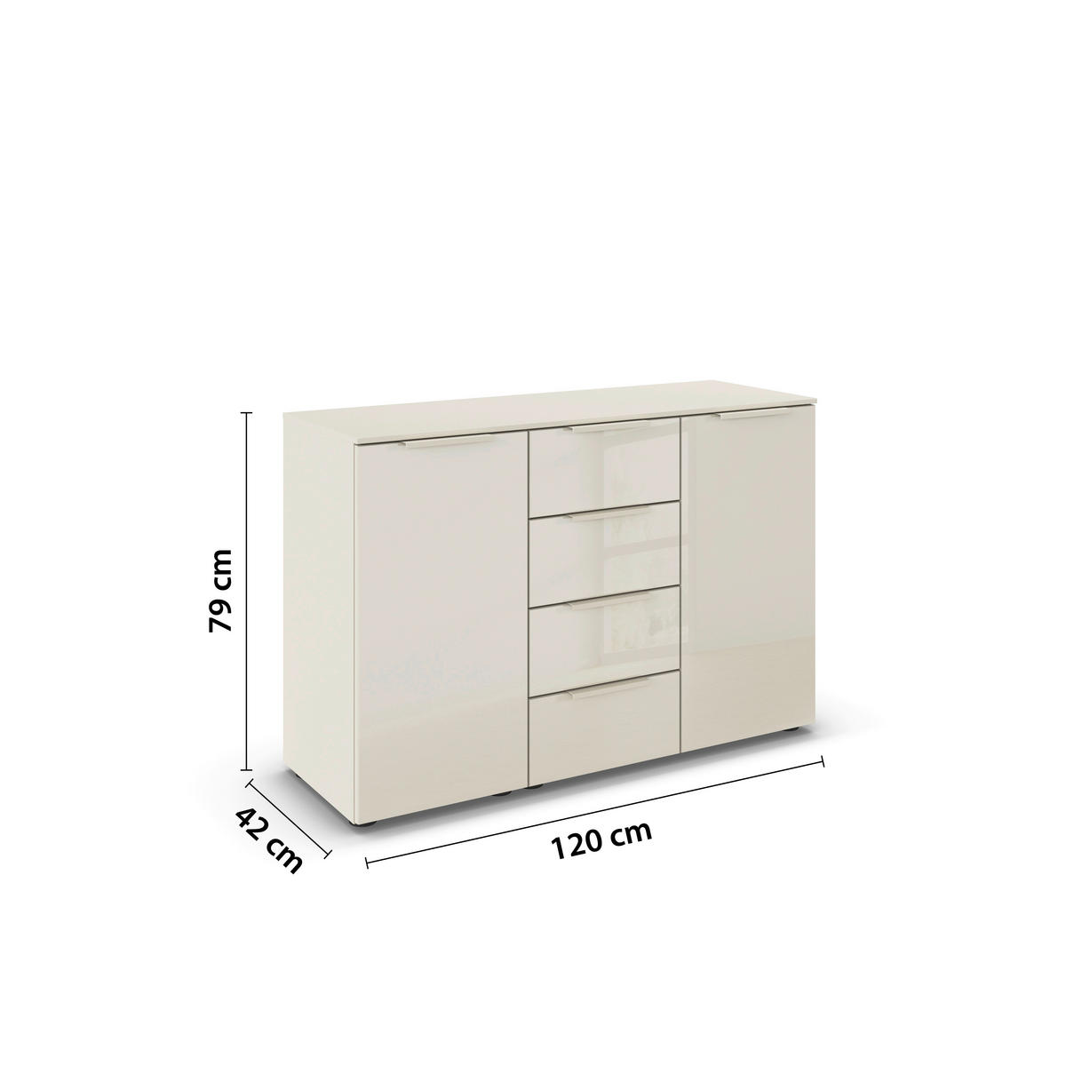 ŠIROKÁ KOMODA, šampanská, 120/80/42 cm - čierna/šampanská, Design, kov/kompozitné drevo (120/80/42cm) - Novel