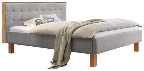 POLSTERBETT 180/200 cm in Grau, Buchefarben - Buchefarben/Grau, KONVENTIONELL, Holz/Textil (180/200cm) - Hasena