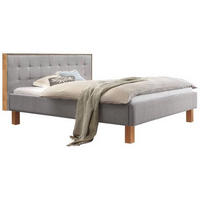 POLSTERBETT 180/200 cm  in Grau, Buchefarben  - Buchefarben/Grau, KONVENTIONELL, Holz/Textil (180/200cm) - Hasena