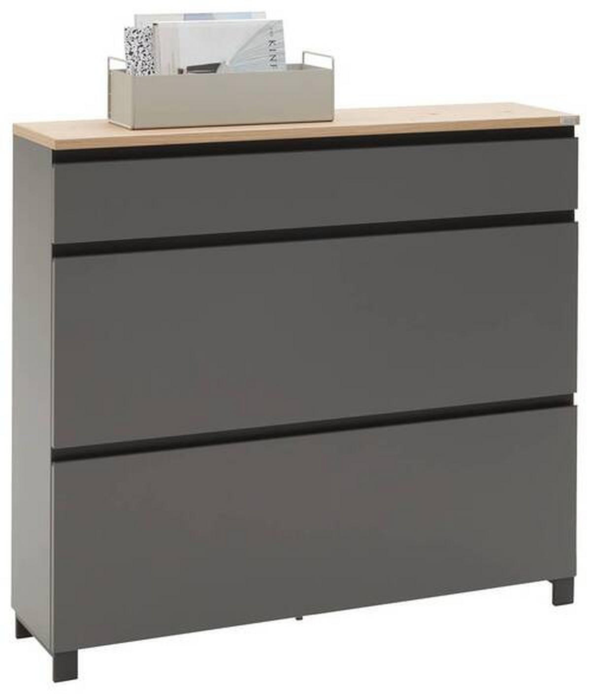 OMARA Z LOPUTAMI ZA ČEVLJE furnirano siva, barve hrasta - siva/barve hrasta, Design, kovina/leseni material (120/108/31cm) - Dieter Knoll