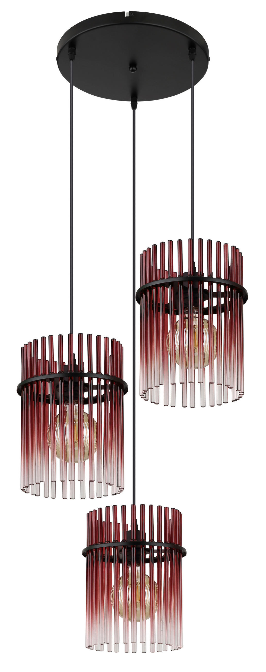 HÄNGELEUCHTE GORLEY 47/140 cm   - Klar/Brombeere, Basics, Glas/Kunststoff (47/140cm) - Globo