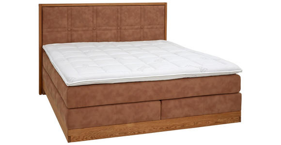 BOXSPRINGBETT 180/200 cm in Eichefarben, Hellbraun - Hellbraun/Eichefarben, Natur, Holz/Textil (180/200cm) - Valnatura