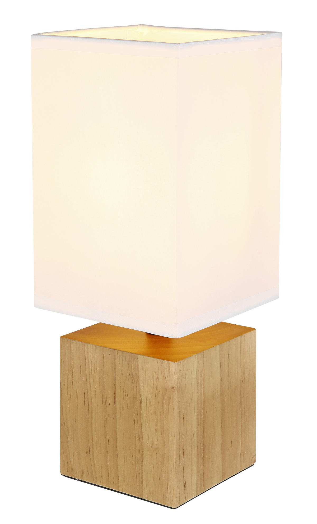 STOLNÁ LAMPA, E27, 12/12/30 cm - biela/prírodná farba, Basics, drevo/textil (12/12/30cm) - Globo