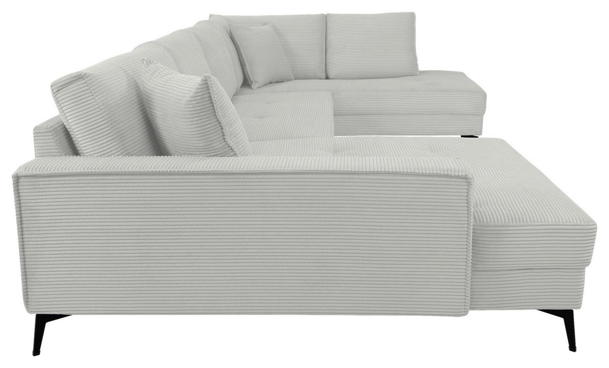 WOHNLANDSCHAFT ZERO Creme, Weiß Cord  - Creme/Schwarz, Trend, Textil/Metall (173/362/195cm) - Livetastic