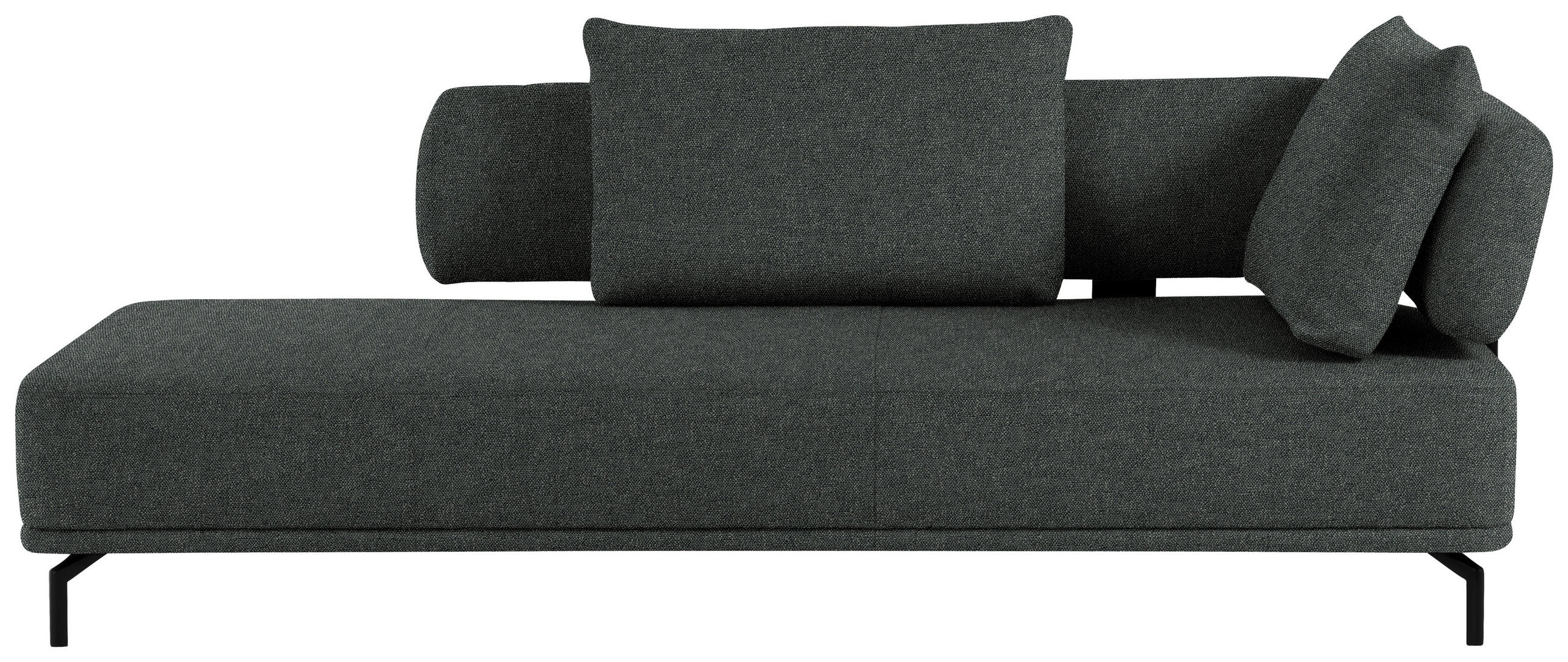 RÉCAMIERE in Flachgewebe Dunkelgrau - Dunkelgrau/Schwarz, Design, Textil/Metall (227/89/101cm) - Dieter Knoll