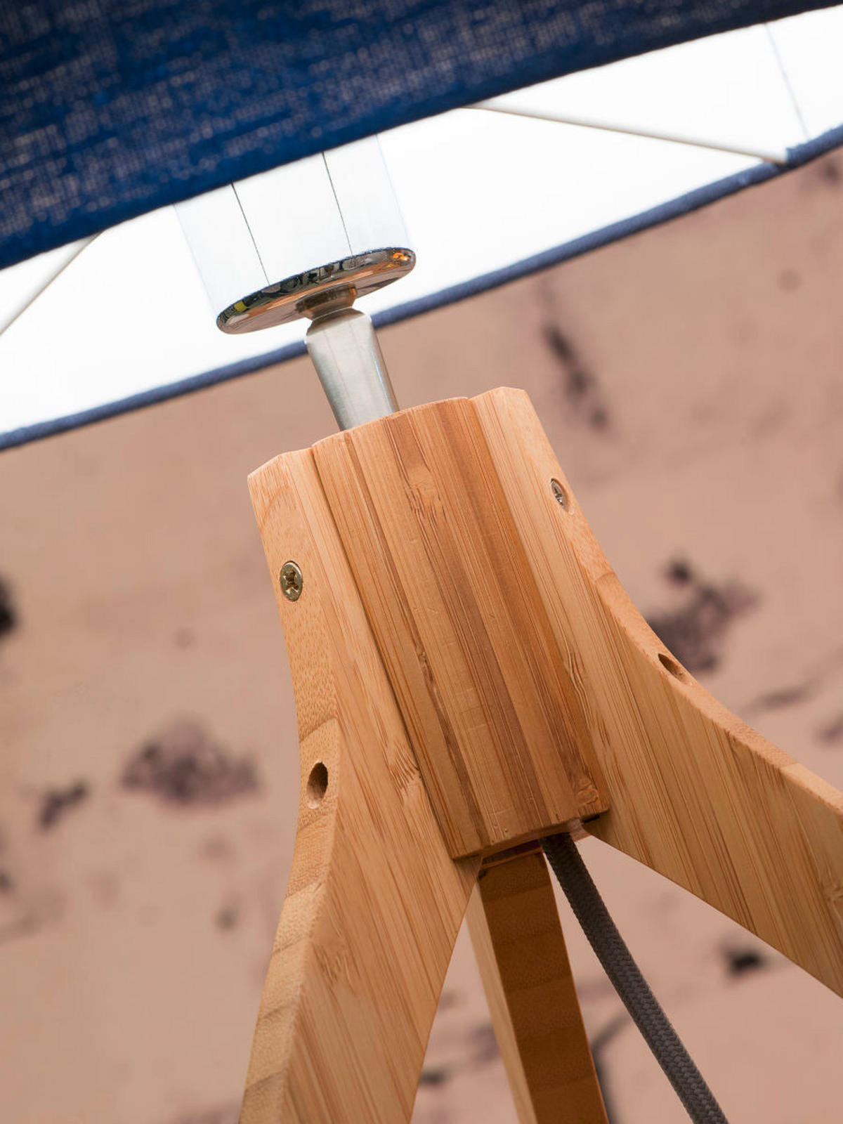 TISCHLEUCHTE GOOD&MOJO  36/54 cm   - Blau/Naturfarben, Trend, Holz/Textil (36/54cm) - Good & Mojo