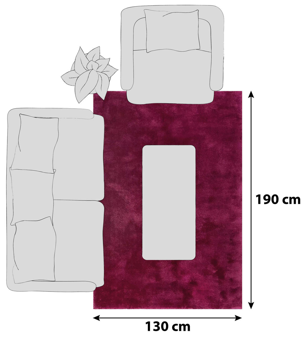HOCHFLORTEPPICH 130/190 cm Relaxx Violett, Weinrot  - Violett/Weinrot, Basics, Textil (130/190cm) - Esprit