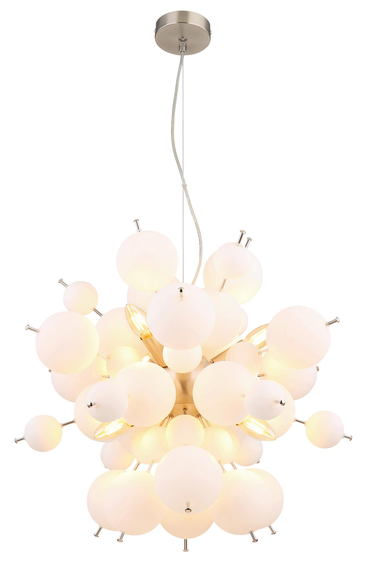 LAMPĂ SUSPENDATĂ 55/150 cm  - culoare nichel, Design, sticlă/metal (55/150cm) - Globo