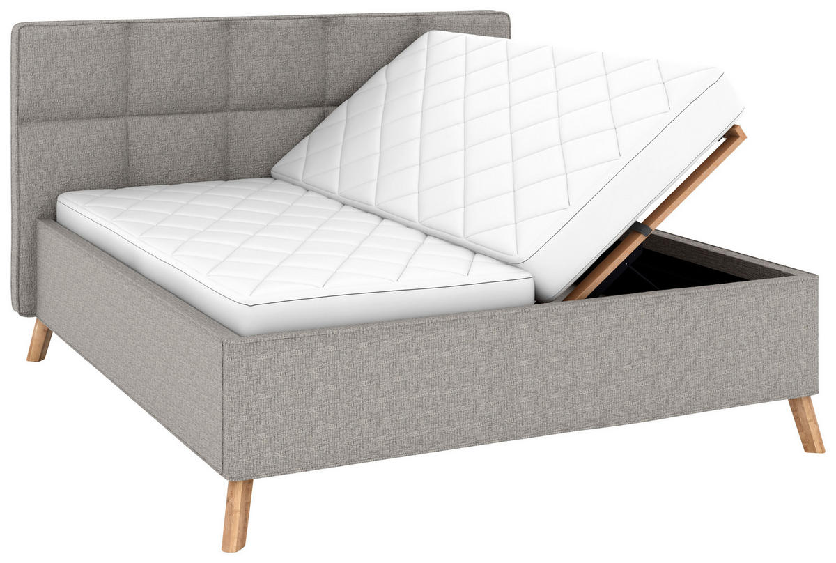 POLSTERBETT Bettkasten, motorische Verstellbarkeit, Fernbedienung, Lattenroste, Matratzen 180/200 cm  in Grau  - Schwarz/Weiß, KONVENTIONELL, Holz/Textil (180/200cm) - Musterring