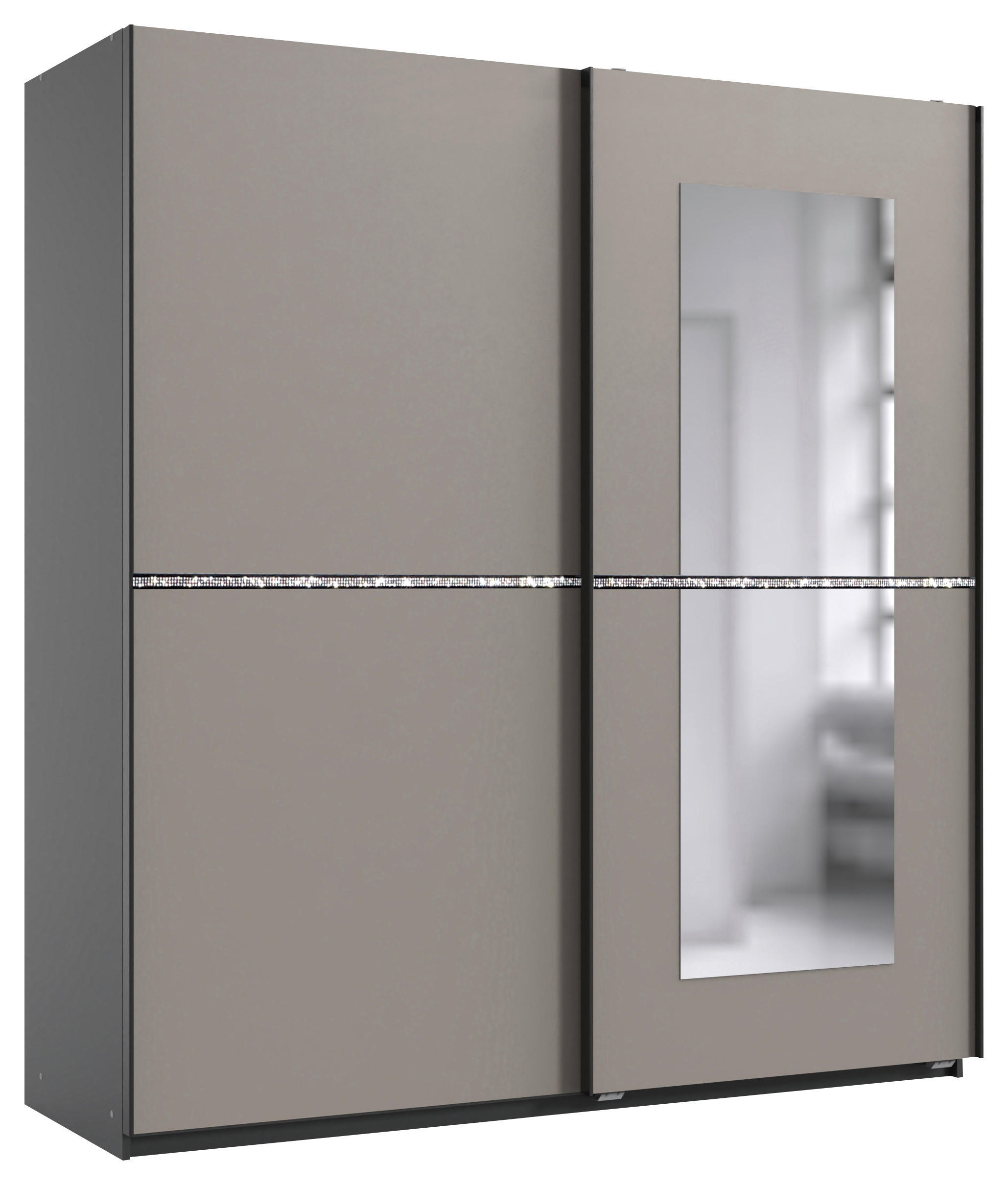 SCHWEBETÜRENSCHRANK 180/198/64 cm 2-türig Graphitfarben, Sahara  - Schwarz/Graphitfarben, MODERN, Glas/Holzwerkstoff (180/198/64cm) - MID.YOU