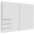 SCHWEBETÜRENSCHRANK  in Weiß  - Alufarben/Weiß, KONVENTIONELL, Holzwerkstoff/Metall (250/200/61cm) - Carryhome