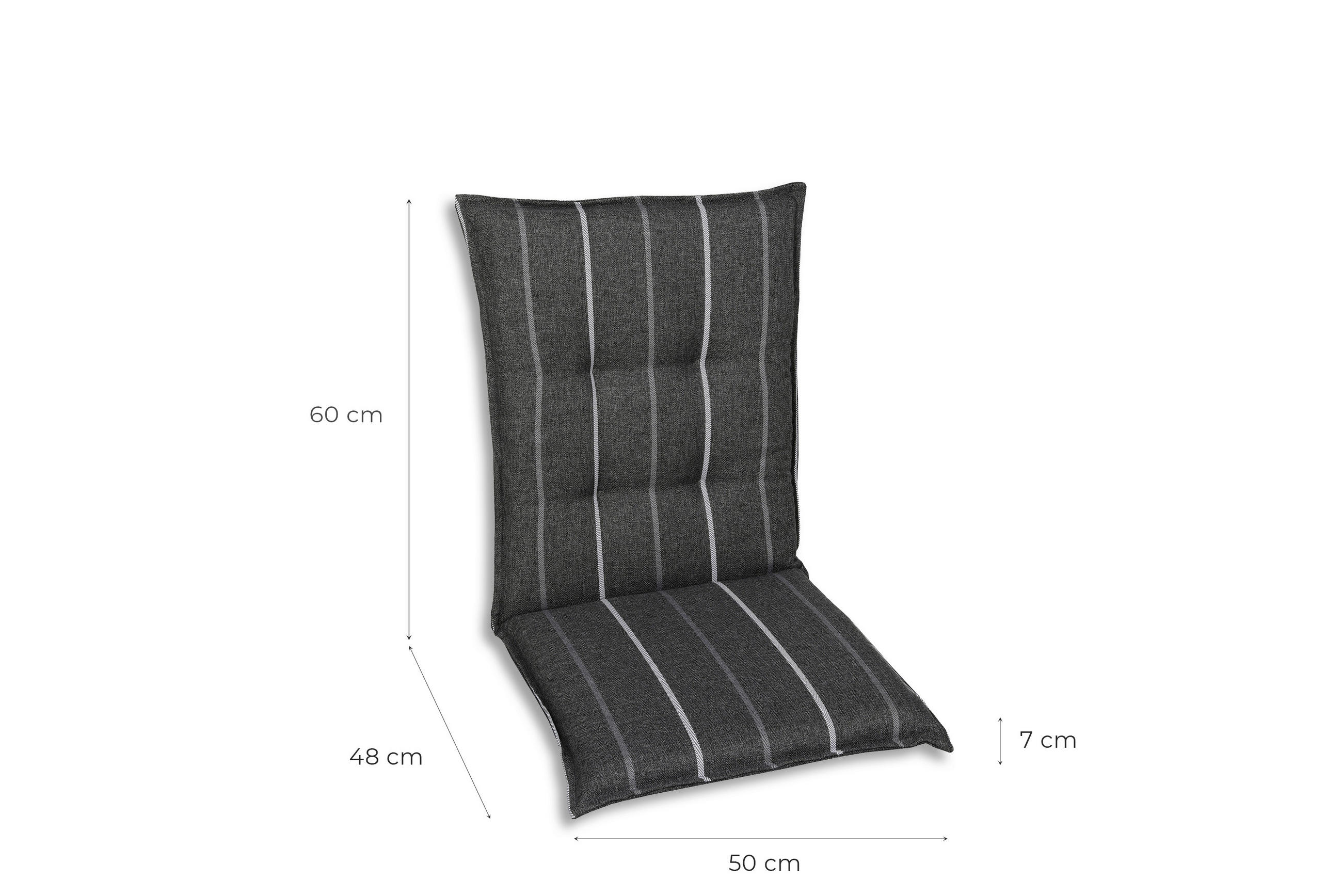 SESSELAUFLAGENSET Streifen  - Anthrazit, Basics, Textil (50/7/108cm)