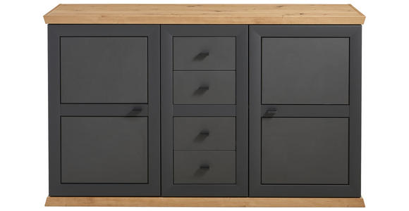 SIDEBOARD Anthrazit, Eiche Artisan Einlegeböden  - Anthrazit/Eiche Artisan, LIFESTYLE, Holzwerkstoff/Metall (148,6/89,5/43cm) - Hom`in