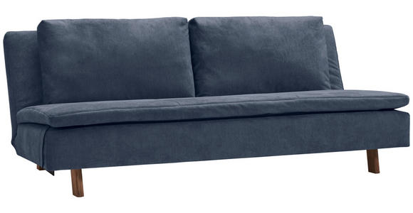 SCHLAFSOFA Flachgewebe Dunkelblau  - Eichefarben/Dunkelblau, KONVENTIONELL, Holz/Textil (205/85/98cm) - Carryhome