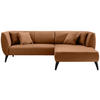 ECKSOFA in Lederlook Cognac  - Cognac/Schwarz, Modern, Holz/Textil (264/160cm) - Livetastic