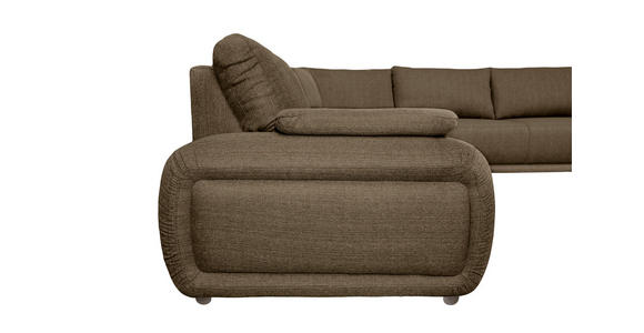ECKSOFA Braun Struktur Rückenkissen, Rücken echt  - Chromfarben/Braun, KONVENTIONELL, Textil/Metall (310/280cm) - Carryhome