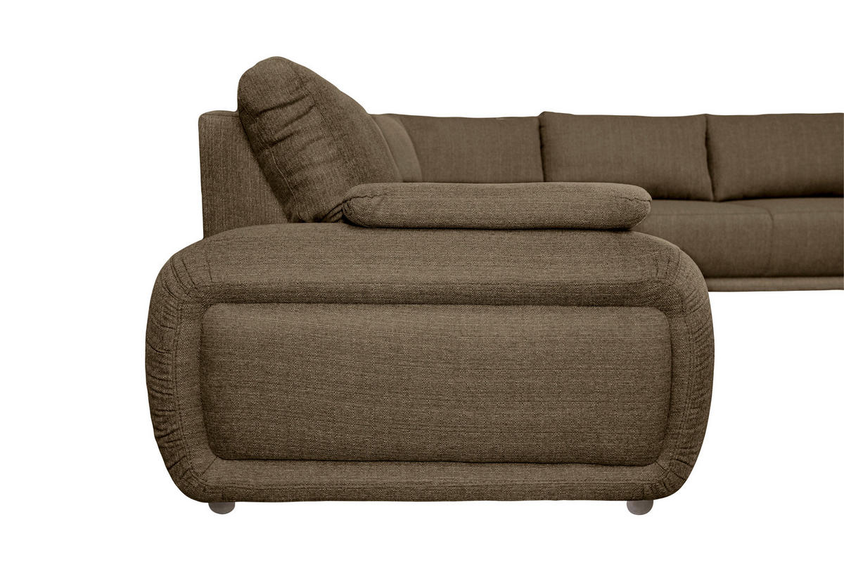 ECKSOFA Braun Struktur  - Chromfarben/Braun, KONVENTIONELL, Textil/Metall (310/280cm) - Carryhome
