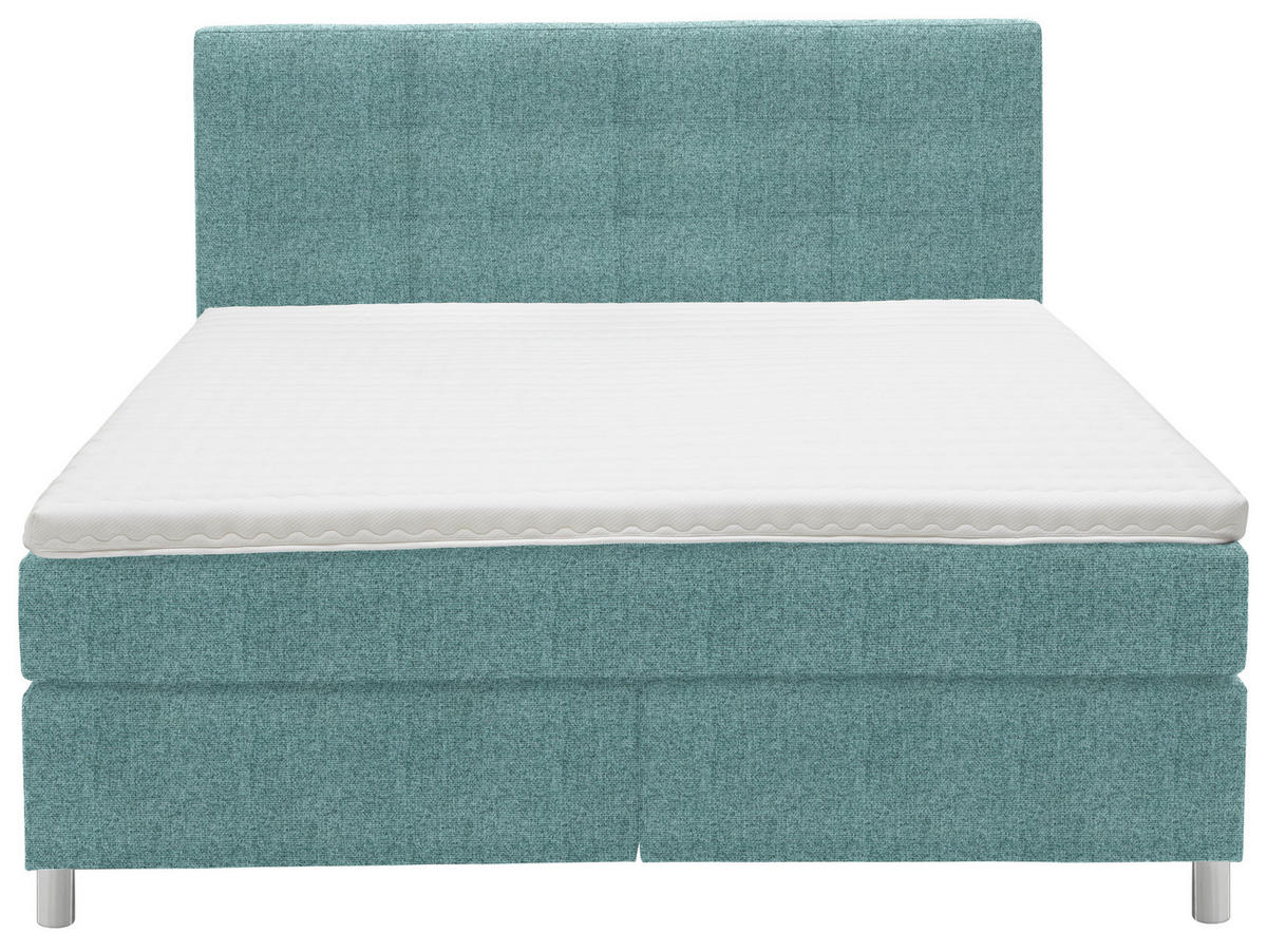 BOXSPRINGBETT 180/200 cm  in Petrol  - Chromfarben/Petrol, Konventionell, Kunststoff/Textil (180/200cm) - Voleo