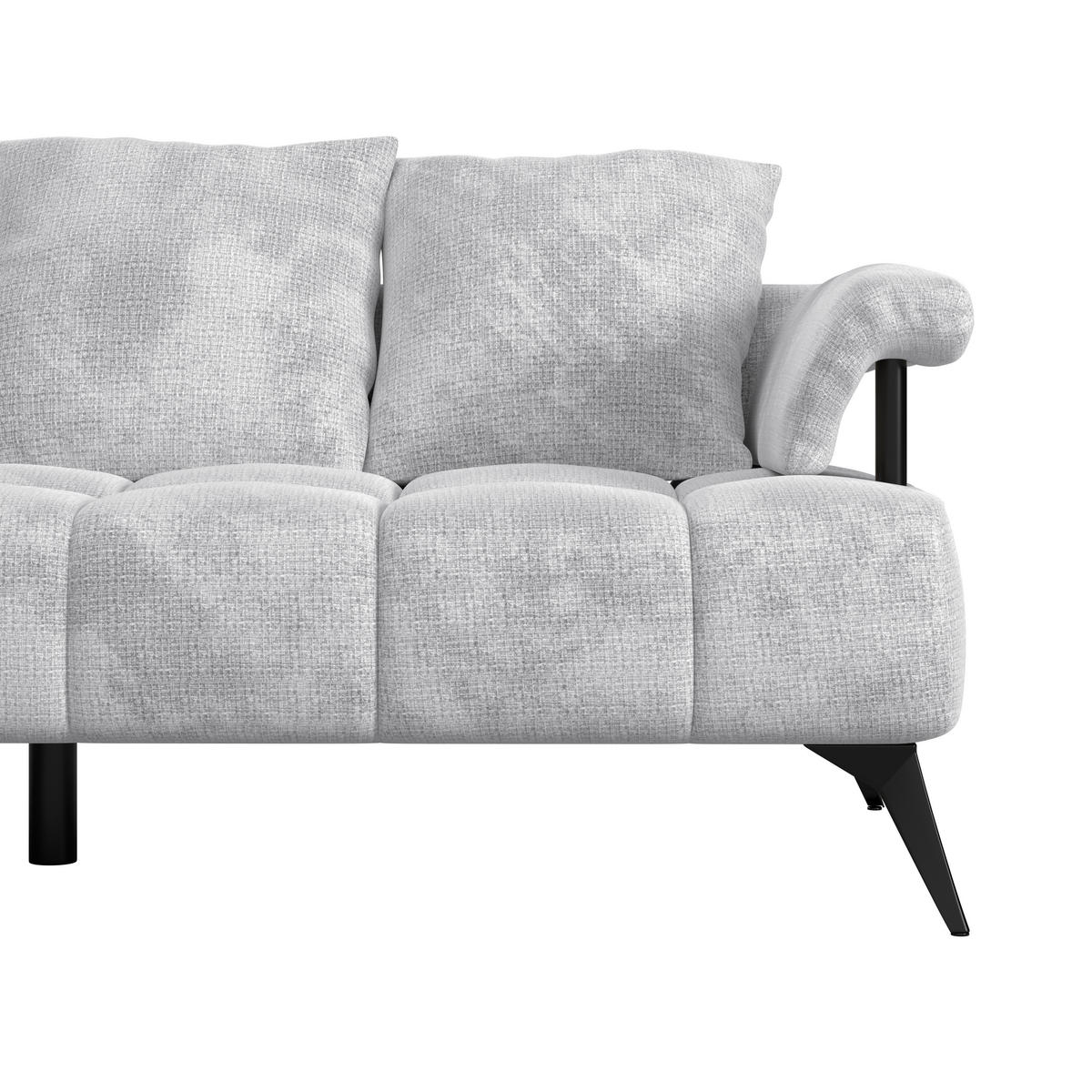 ECKSOFA in Flachgewebe Hellgrau  - Hellgrau/Schwarz, Modern, Kunststoff/Textil (200/297cm) - Livetastic