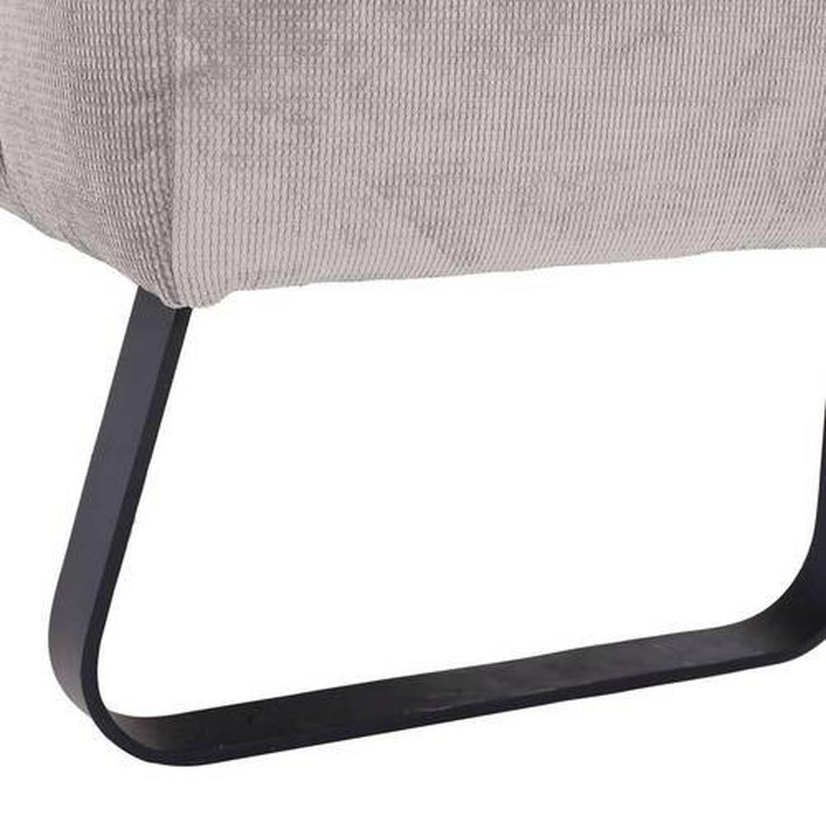 SITZBANK in Textil Hellgrau  - Hellgrau/Schwarz, Design, Textil/Metall (195/87/77cm) - Novel