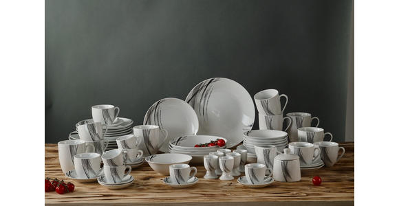 KOMBISERVICE Roma 62-teilig  - Schwarz/Weiß, Basics, Keramik - Novel