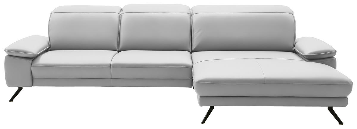ECKSOFA Dieter Knoll in Echtleder Weiß  332/193 cm  - Schwarz/Weiß, Design, Leder/Metall (332/193cm) - Dieter Knoll