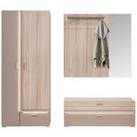 GARDEROBE 3-teilig  in 198/194/38 cm  - Eiche Bianco/Grau, Design, Glas/Holzwerkstoff (198/194/38cm) - Voleo