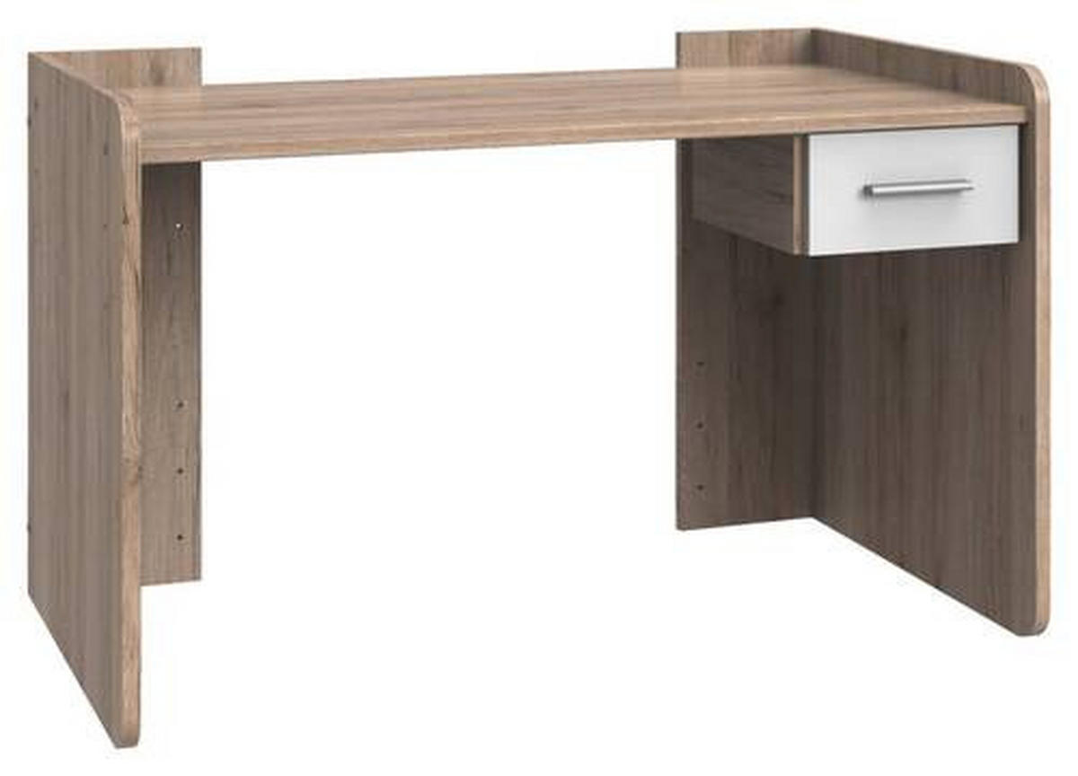 SCHREIBTISCH 124/70/77 cm  in Weiß, Eiche San Remo  - Alufarben/Weiß, KONVENTIONELL, Holzwerkstoff/Kunststoff (124/70/77cm) - Carryhome