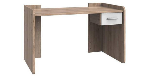 SCHREIBTISCH 124/70/77 cm in Weiß, Eiche San Remo - Alufarben/Weiß, KONVENTIONELL, Holzwerkstoff/Kunststoff (124/70/77cm) - Carryhome