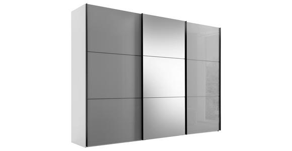 SCHWEBETÜRENSCHRANK  in Weiß, Hellgrau  - Hellgrau/Schwarz, KONVENTIONELL, Glas/Holzwerkstoff (298/222/68cm) - Moderano