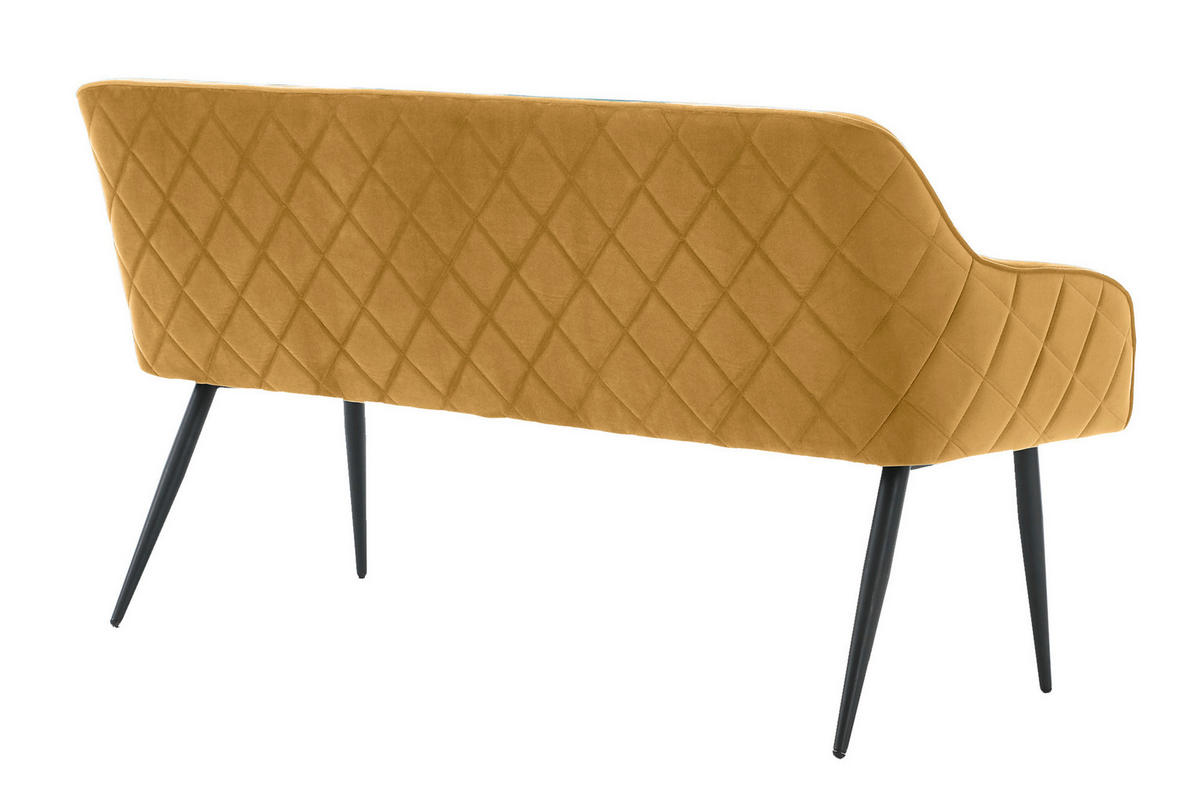 SITZBANK 160/85/61 cm Samt Senfgelb Metall  - Senfgelb/Schwarz, MODERN, Textil/Metall (160/85/61cm) - Livetastic