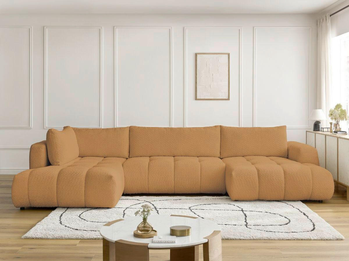 WOHNLANDSCHAFT  FUJI  Gelb Bouclé  - Gelb/Schwarz, MODERN, Kunststoff/Textil (204/377/160cm)