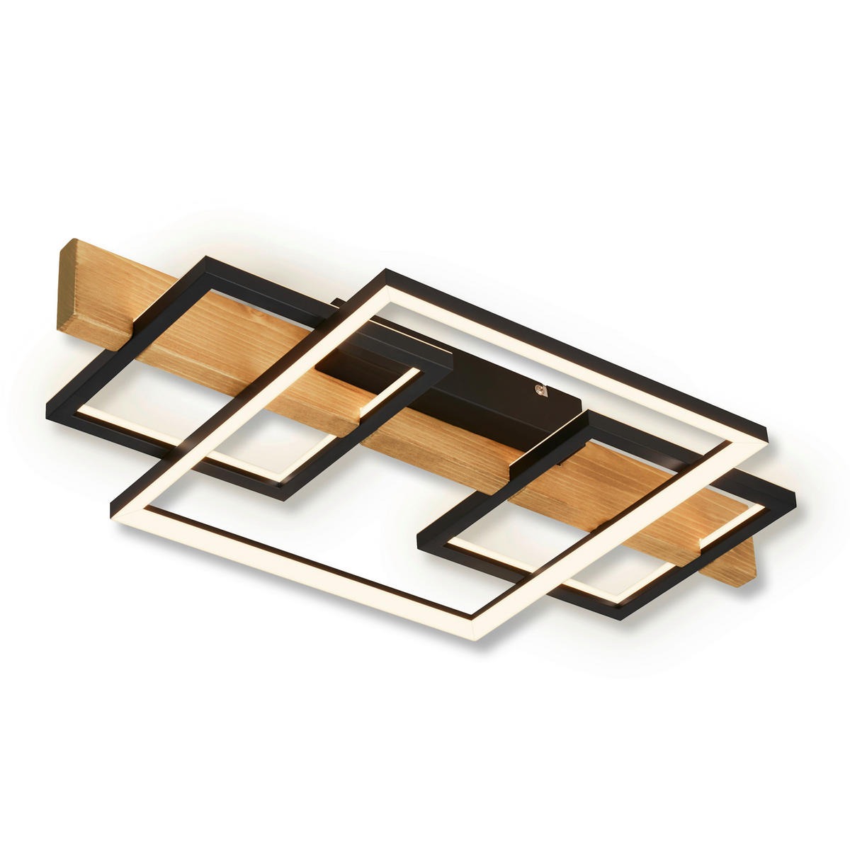 LED-DECKENLEUCHTE 55/30/8 cm   - Eichefarben/Schwarz, Natur, Holz/Metall (55/30/8cm) - Briloner