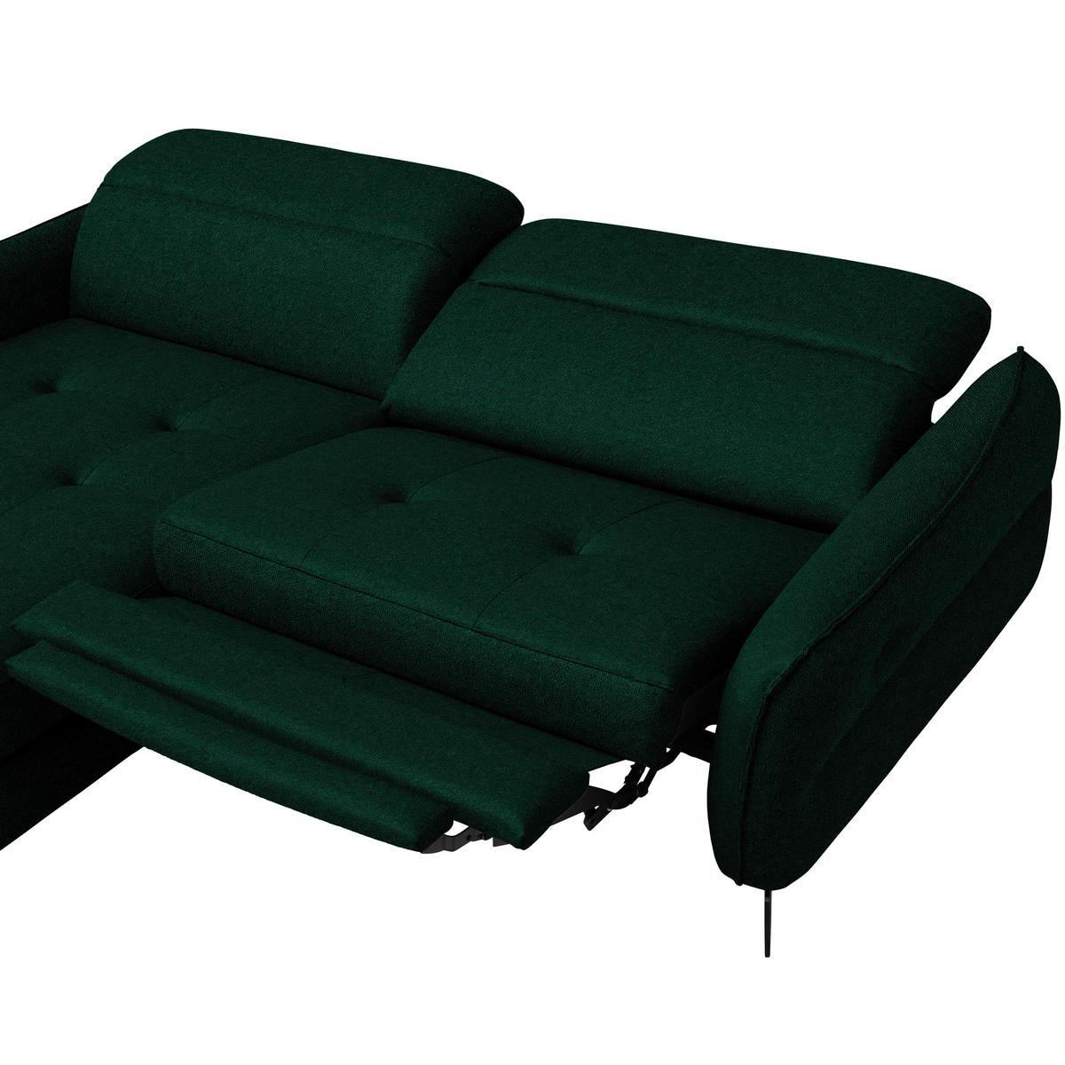 ECKSOFA Flachgewebe Waldgrün  - Waldgrün/Schwarz, Design, Textil/Metall (175/246cm) - Celina