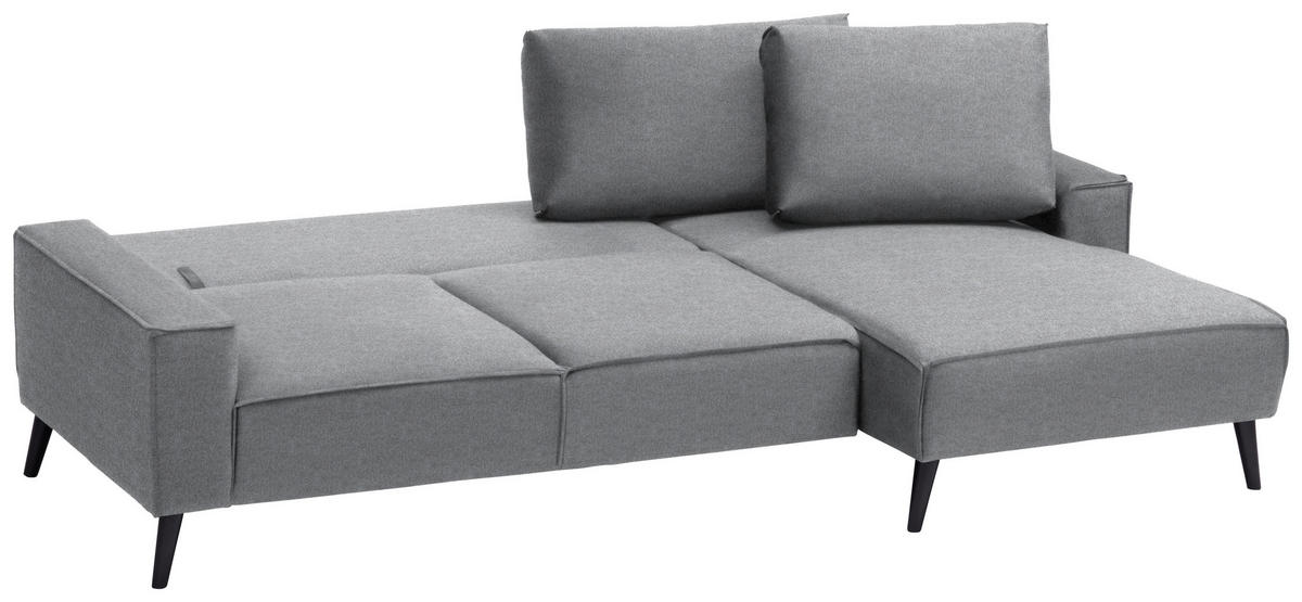 ECKSOFA in Velours Grau  - Schwarz/Grau, Basics, Holz/Textil (260/161cm) - Carryhome