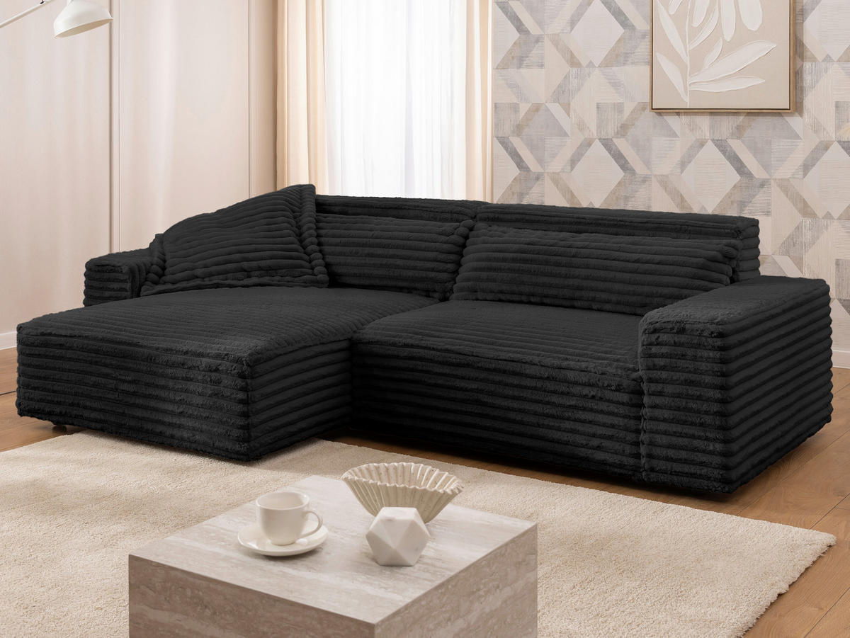 ECKSOFA Curduroy in Cord Anthrazit Rückenkissen  251/142 cm  - Anthrazit/Schwarz, Design, Kunststoff/Textil (251/142cm) - P & B